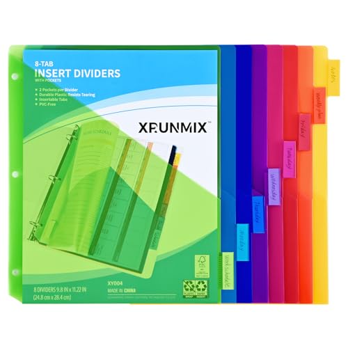 Modern 8-Tab Binder Dividers - Index Pockets Divider Collection