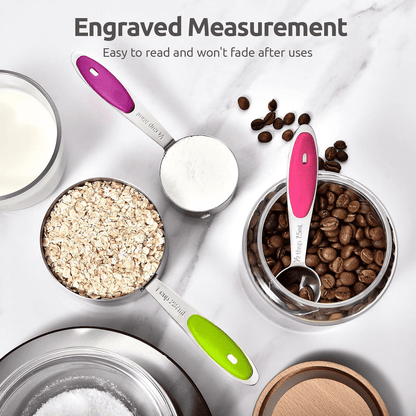 Professional Grade Stainless Steel Measuring Cups and Spoons Set of 15, 5 Stainless Steel Nesting Measuring Cups & 5 Spoons, 5 Mini Meas... - High-Precision Culinary Tool for Baking & Cooking Detail
