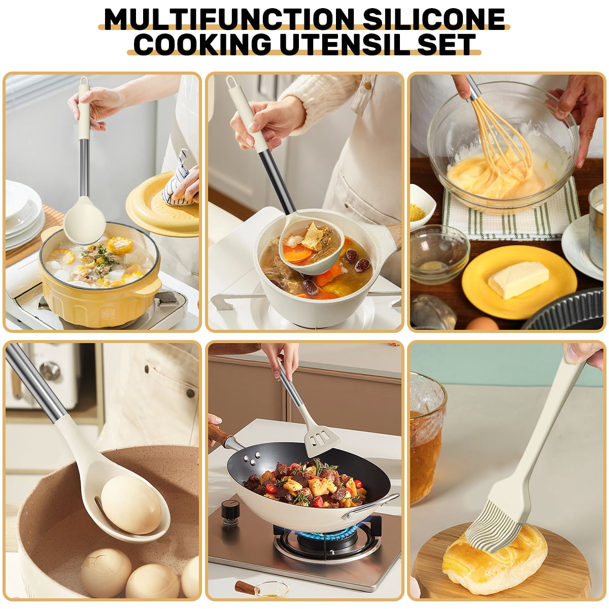 Premium Silicone Silicone Cooking Utensil Set, 30 Pcs Kitchen Utensils Set with Stainless Steel Handle, Food Grade Silicone Spatula Se... - Durable Turner & Ladle Utensil Set for Home Chefs Detail