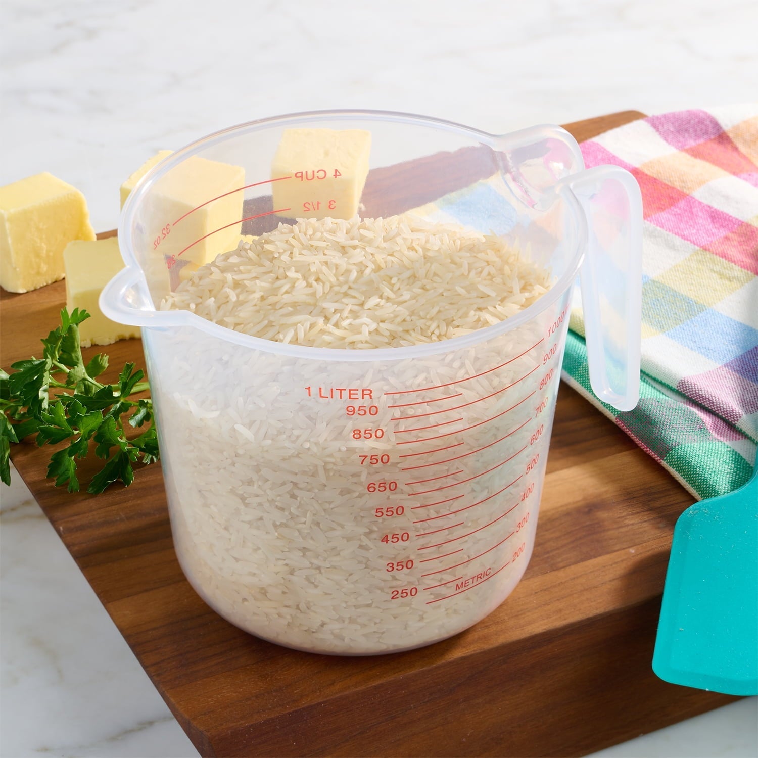Time-Saving (12 pack) 4 Cup PP Plastic Measuring Cup, 32 oz, Clear - Premium Stainless Steel Garlic Presser & Peeler Detail