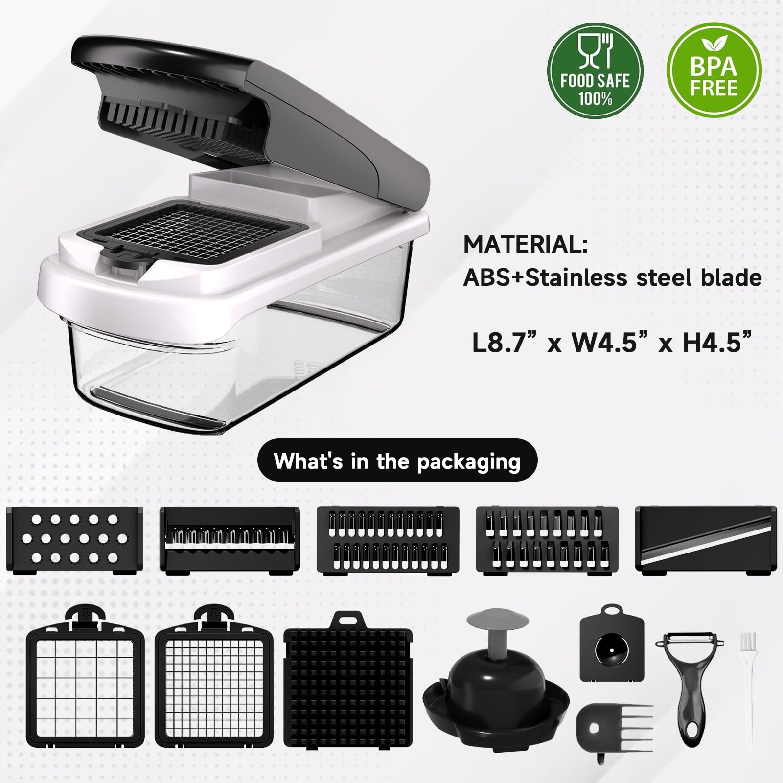 Innovative Vegetable Chopper Food Slicer, 15 in 1 Multi-Function Food Chopper for Onion, Veggie, Cheese Grater, Vegetable... - Premium Stainless Steel Garlic Presser & Peeler Detail