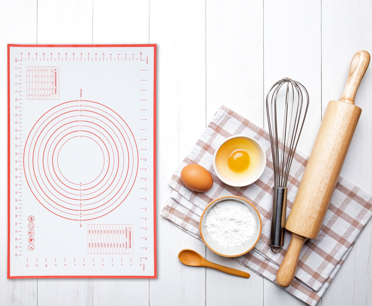 Ergonomic Manual Reusable Silicone 24"x 18" Pastry Mat with Measurements - Multi-Functional Manual Food Chopper & Slicer Detail
