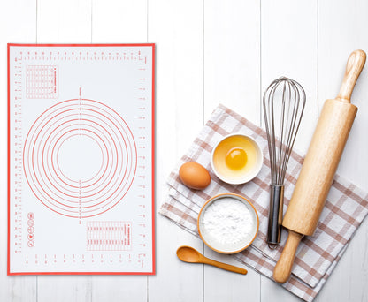 Ergonomic Manual Reusable Silicone 24"x 18" Pastry Mat with Measurements - Multi-Functional Manual Food Chopper & Slicer Detail