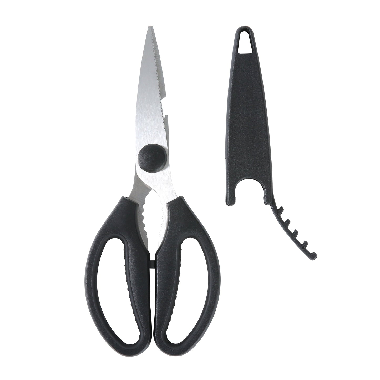 Ergonomic Manual Stainless Steel Multi-Purpose 8.6in Kitchen Shears - Premium Stainless Steel Garlic Presser & Peeler Detail