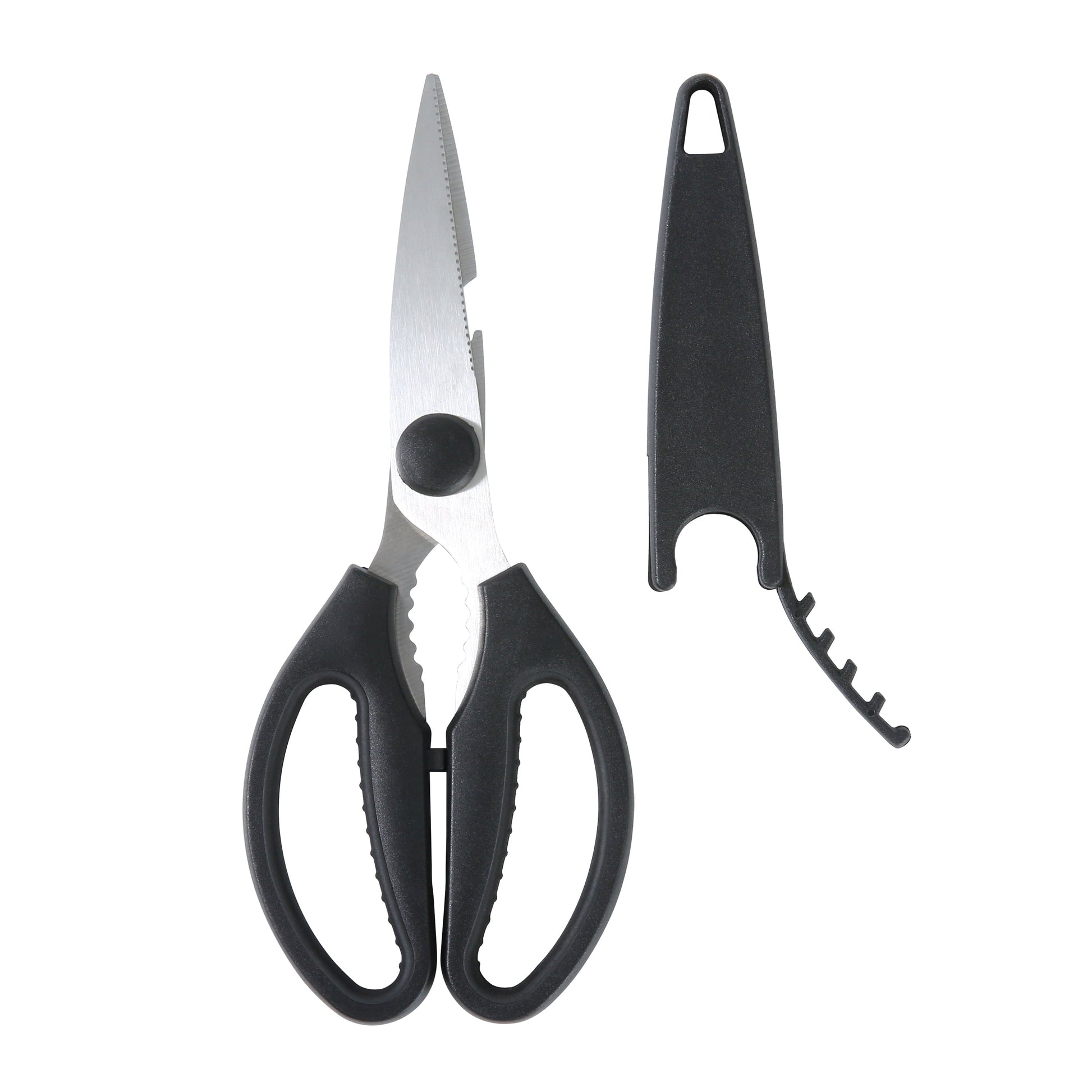 Ergonomic Manual Stainless Steel Multi-Purpose 8.6in Kitchen Shears - Premium Stainless Steel Garlic Presser & Peeler Detail