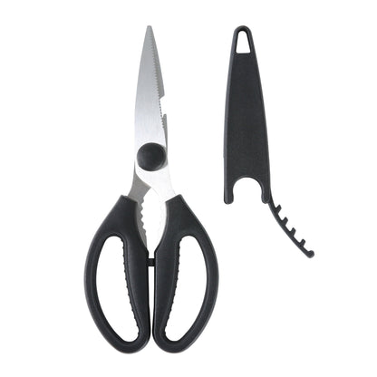 Ergonomic Manual Stainless Steel Multi-Purpose 8.6in Kitchen Shears - Premium Stainless Steel Garlic Presser & Peeler Detail