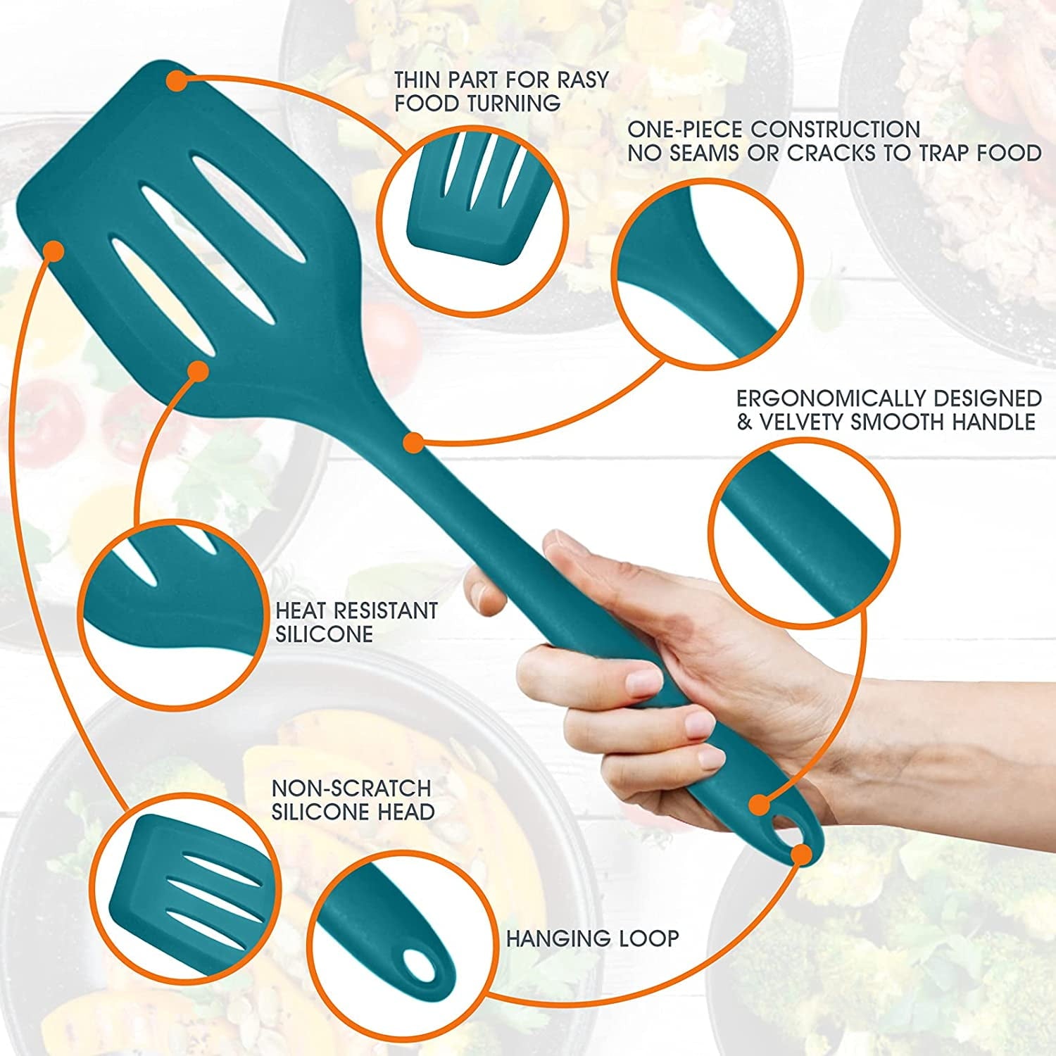 Heat-Resistant 15-Piece Kitchen Utensils Set, Silicone Cooking Utensils with Holder, Non-stick Cookware Friendly & Heat Resistant - ... - Premium Stainless Steel Cooking Utensil for Non-Stick Pots Detail