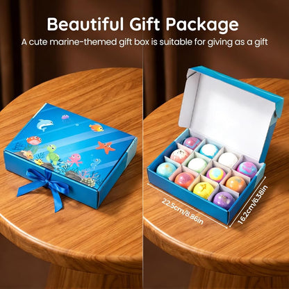 2026 New Bath Bombs Gift Set, 12pcs Bath Bombs with Toy Inside, Best Birthday, Party, Gift Set (Blue)