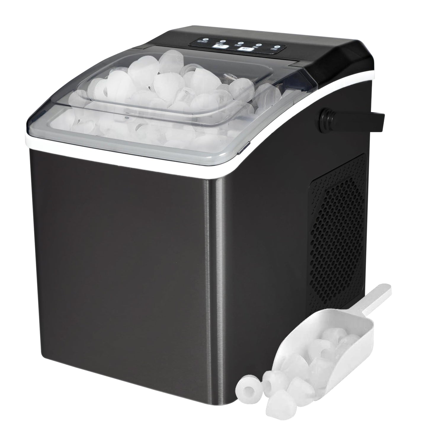 Kenmore Countertop Ice Maker Nugget Machine – Portable Self-Cleaning Máquina de Hacer Hielo para Casa, Crunchy Chewable Pebble Ice, 40lb/24hr Capacity, Stainless Steel