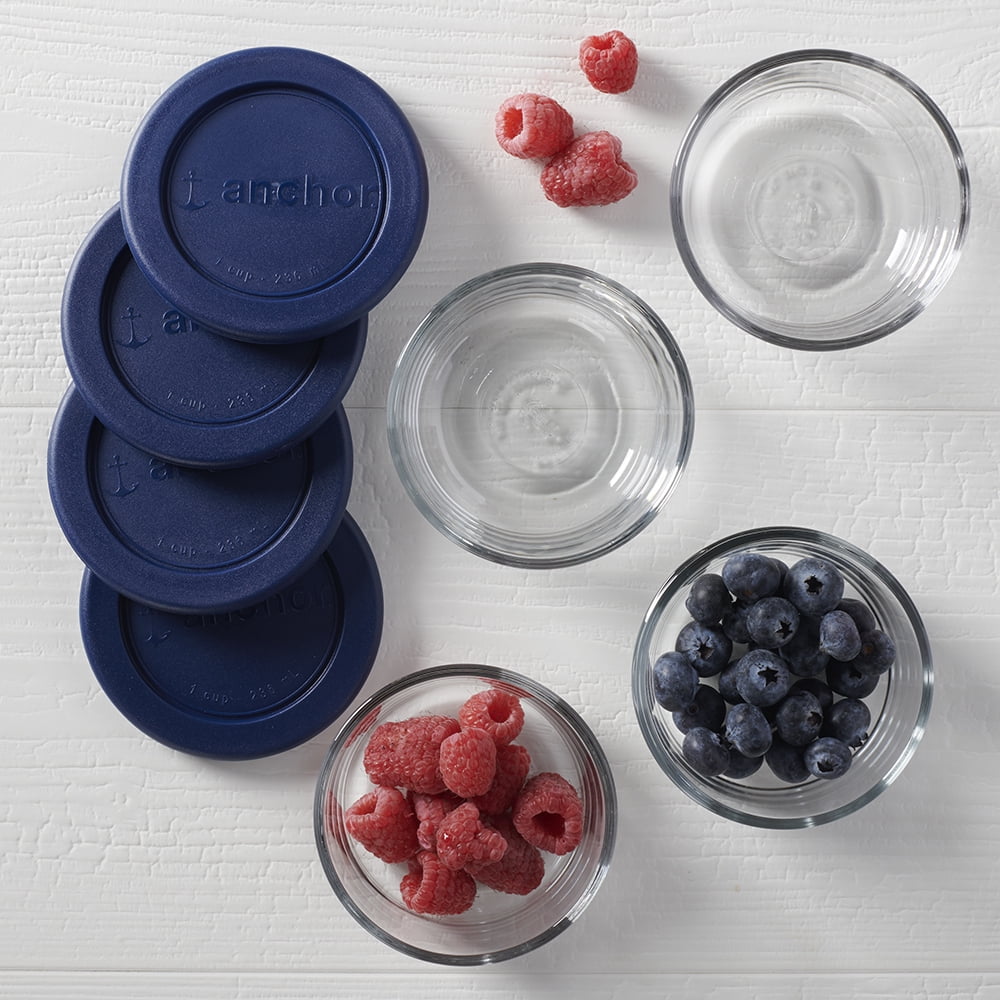 Whimsical Doughnut Glass Food Storage Containers with Lids, 1 Cup Round, Set of 4 - Playful Star & Heart Shaped Geometric NeeDoh Detail