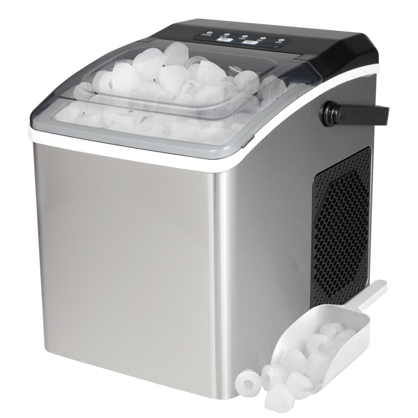 Kenmore Countertop Ice Maker Nugget Machine – Portable Self-Cleaning Máquina de Hacer Hielo para Casa, Crunchy Chewable Pebble Ice, 40lb/24hr Capacity, Stainless Steel