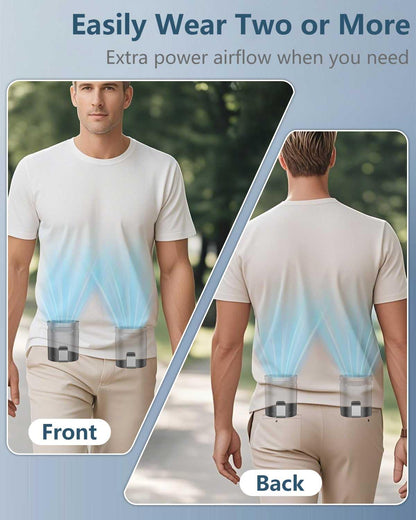 Neck Fan with Cooling Plate,5500mAh Rechargeable, Ultra Quiet Operation, 5 Speeds & 3 Cooling Modes, USB-C Fast Charging, LED Display Battery & Gear, Bladeless Fans that Blow Cold Air for Travel Blue