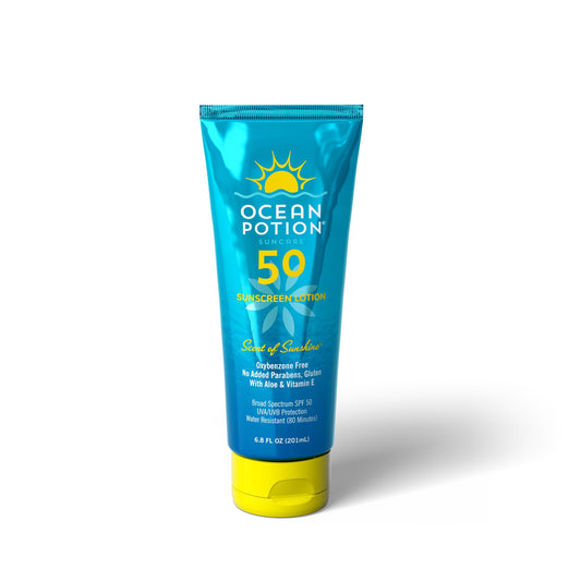 Ocean Potion SPF 50 Sunscreen Body Lotion, Broad Spectrum UVA/UVB Sun Protection with Aloe and Vitamin E, Water-Resistant Non-Greasy Sunscreen, 6.8 oz
