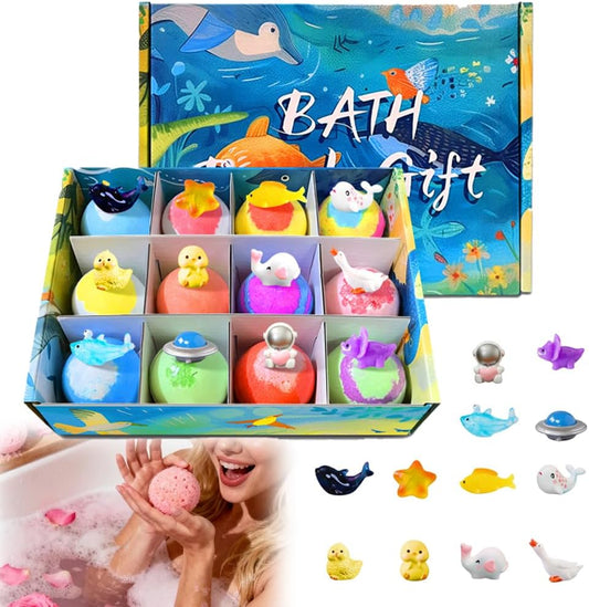 2026 New Bath Bombs Gift Set, 12pcs Bath Bombs with Toy Inside, Best Birthday, Party, Gift Set (Blue)