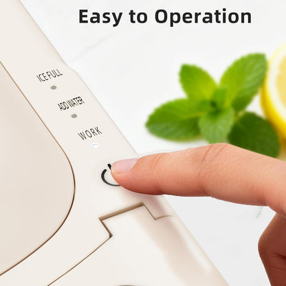 Electactic Countertop Ice Maker Machine 18lbs/24H, 6-Min Fast Bullet Portable Ice Maker, 6.69” Slim Space-Saving with Auto-Drain Drawer, Self-Cleaning, Scoop for Kitchen RV, Cream White