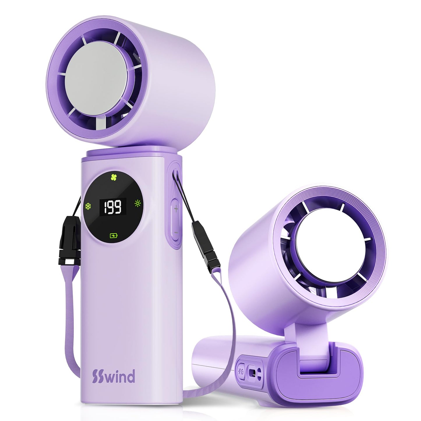 6000mAh Portable Handheld Fan with Ice Cooling, 199 Levels Stepless Speed, 20H Long Battery Life, 20000RPM Turbo Fan Rechargeable Personal Mini Fan for Travel, Outdoor, Makeup (White)
