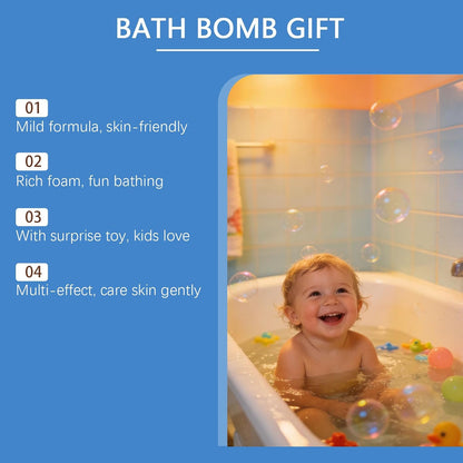 6Pack Natural Bath Bombs with Mega Bubbles & Surprise Inside, Ocean Toy Bath Salt Ball Sleeve Box Bath Bombs, Animal BulkEaster Basket Stuffers, Skin-Friendly Bathing Kit (6PCS)
