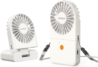 ORICO Portable Neck Fan, Ultra-Lightweight Hands-Free Fan with Battery Operated, 3 Speeds, 7H Runtime, Foldable Desk Fan for Travel, Office, Commute -ReFAN White