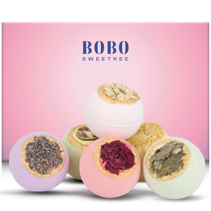 Bath Bombs Gift Set for Women, 6 Large with Real Flowers & Essential Oils | Home spa relaxation, aromatherapy self-care, moisturizing bath soak, birthday presents for mom, wife, girlfriend