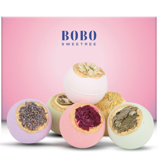 Bath Bombs Gift Set for Women, 6 Large with Real Flowers & Essential Oils | Home spa relaxation, aromatherapy self-care, moisturizing bath soak, birthday presents for mom, wife, girlfriend