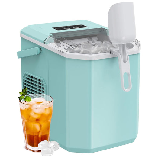 Ice Maker Countertop, Portable Ice Machine Ready in 6 Minutes with 9 Cubes 26LBS in 24H, Self-Cleaning with Ice Scoop and Basket, Two Sizes of Bullet Ice for Home Kitchen Office, Bar and Parties