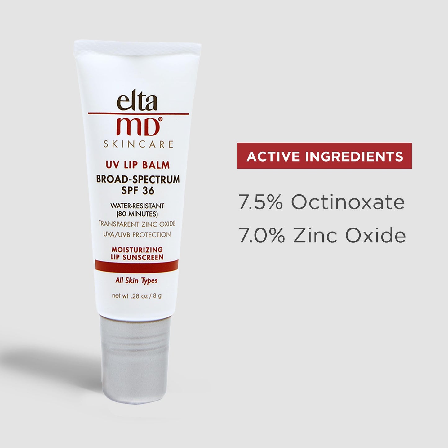 EltaMD UV Lip Balm SPF Sunscreen, Sunscreen Lip Balm with SPF 30+, Protects Dry Cracked Lips, Transparent Zinc Oxide, 0.28 Tube