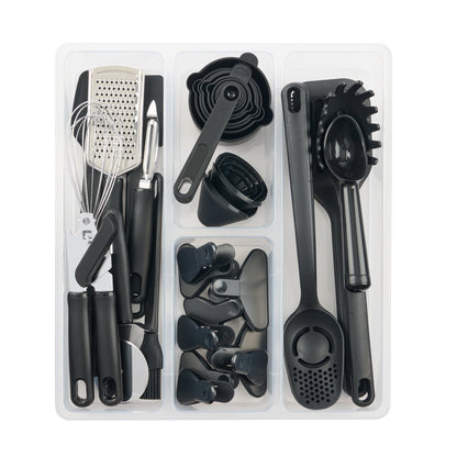 Premium Silicone 36 Piece Kitchen Gadget Set with Kitchen Cooking Utensils, and Drawer Organizer, Black - Heat-Resistant Silicone Cooking Spatula Turner Detail