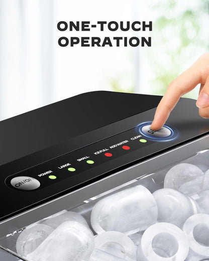 Ice Maker Countertop, Portable Ice Machine Ready in 6 Minutes with 9 Cubes 26LBS in 24H, Self-Cleaning with Ice Scoop and Basket, Two Sizes of Bullet Ice for Home Kitchen Office, Bar and Parties