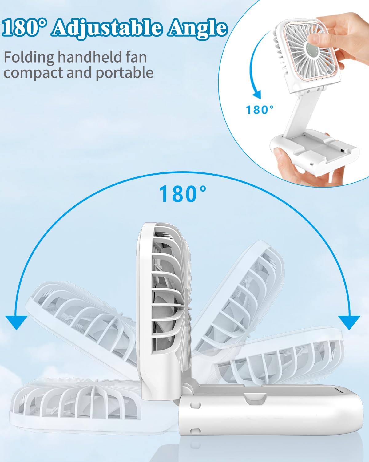 Neck Fan with Cooling Plate,5500mAh Rechargeable, Ultra Quiet Operation, 5 Speeds & 3 Cooling Modes, USB-C Fast Charging, LED Display Battery & Gear, Bladeless Fans that Blow Cold Air for Travel Blue