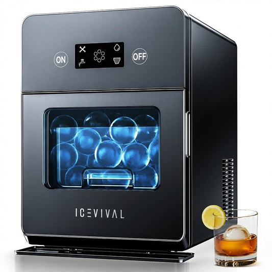 Crescent Ice Maker Countertop, 35Lbs/24H, Clear Ice Maker with Self-Cleaning & Timer, 16 Crystal-Clear Ice in 12 Mins, Countertop Ice Makers for Home, Office or Party