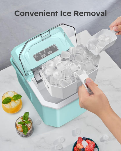 Ice Maker Countertop, Portable Ice Machine Ready in 6 Minutes with 9 Cubes 26LBS in 24H, Self-Cleaning with Ice Scoop and Basket, Two Sizes of Bullet Ice for Home Kitchen Office, Bar and Parties