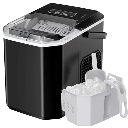 Ice Maker Countertop, Portable Ice Machine Ready in 6 Minutes with 9 Cubes 26LBS in 24H, Self-Cleaning with Ice Scoop and Basket, Two Sizes of Bullet Ice for Home Kitchen Office, Bar and Parties