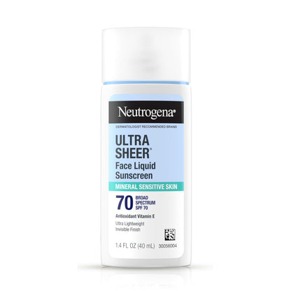 Neutrogena Ultra Sheer Dry Touch SPF 50 Mineral Sunscreen Stick for Sensitive Skin, Zinc Oxide, Body & Face Sunscreen with Vitamin E, No White Residue & Vegan, 1.5 oz