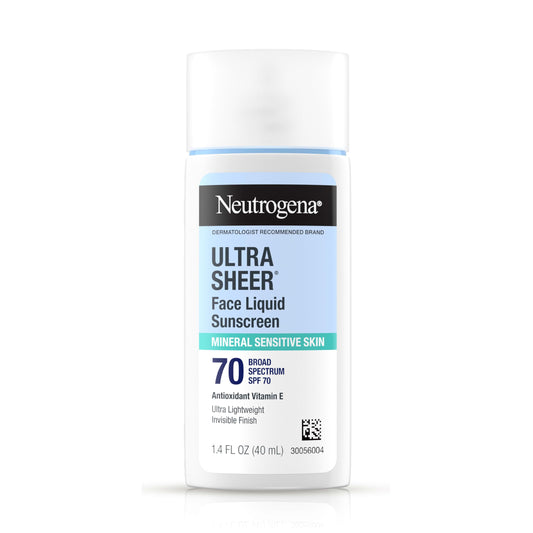 Neutrogena Ultra Sheer Dry Touch SPF 50 Mineral Sunscreen Stick for Sensitive Skin, Zinc Oxide, Body & Face Sunscreen with Vitamin E, No White Residue & Vegan, 1.5 oz