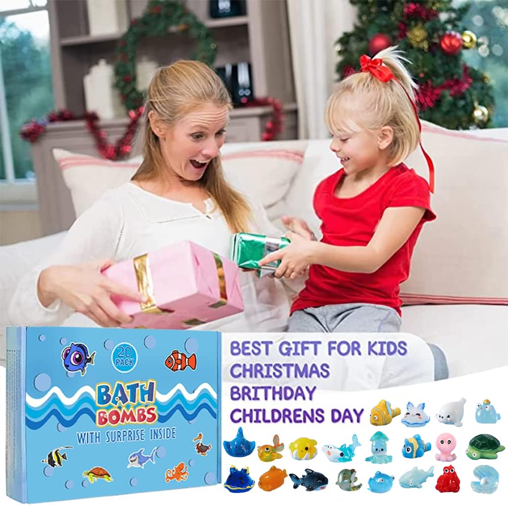Bath Bombs for Kids with Surprise Fishing Games Inside for Girls Boys - 20 Kids Bath Bombs Gift Set, Handmade Bubble Bath Fizzes Bomb for Chrildren Birthday Christmas and Party Favor Gift for Boys