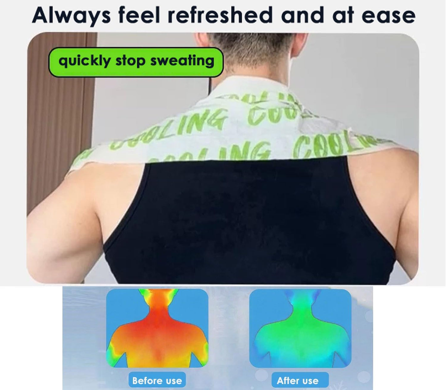 10 PCS 10''x25'' Cooling and Sweating Wipes, Cooling Body Towels, 3s Ice Sensation Wipes for Hot Weather, Camping, Gym, Yoga, Marathon, Oversized and Extra-Thick, Individually Wrapped