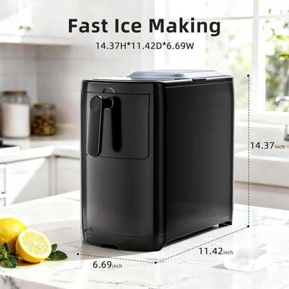 Electactic Countertop Ice Maker Machine 18lbs/24H, 6-Min Fast Bullet Portable Ice Maker, 6.69” Slim Space-Saving with Auto-Drain Drawer, Self-Cleaning, Scoop for Kitchen RV, Cream White