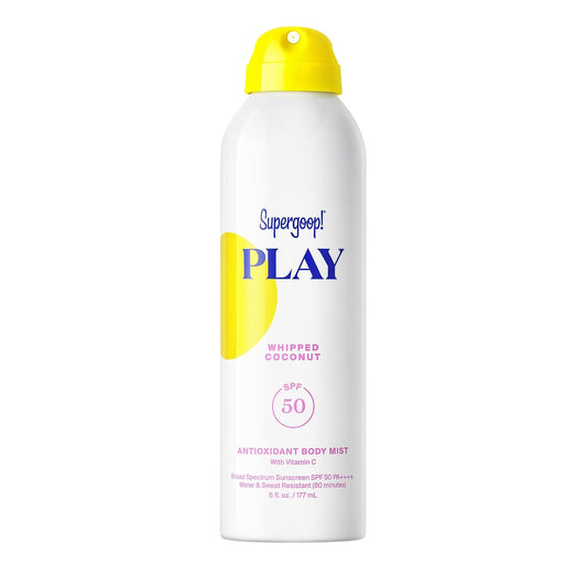 Supergoop! PLAY Antioxidant Body Mist w/Vitamin C - 6 fl oz - SPF 50 PA++++ Broad Spectrum Sunscreen - Body Spray - Great for Active Days - Whipped Coconut