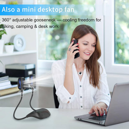 HandFan 10000mAh Portable Neck Fan Rechargeable, 48Hrs Long-Lasted Wearable Personal Fans, Hands Free Necklace Fans, Hanging Cooling Fan for Travel, Hiking, Fishing, Gifts for Women Men