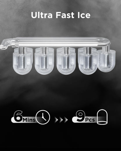 Ice Maker Countertop, Portable Ice Machine Ready in 6 Minutes with 9 Cubes 26LBS in 24H, Self-Cleaning with Ice Scoop and Basket, Two Sizes of Bullet Ice for Home Kitchen Office, Bar and Parties