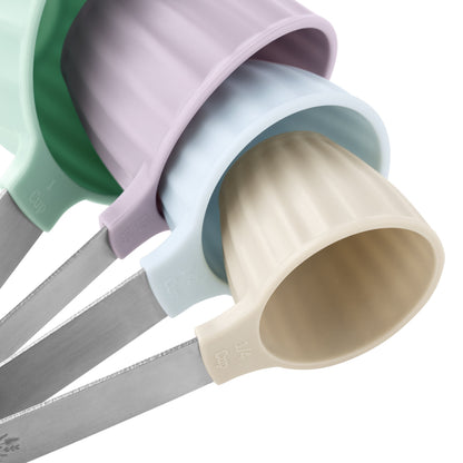 Premium Kitchen 8-Piece Plastic Measuring Cup and Spoon Set, Multicolor - Multi-Functional Manual Food Chopper & Slicer Detail
