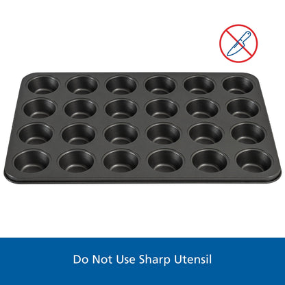Innovative 24 Cavity Mini Muffin Pan, Non-Stick Bakeware,1.8 inch Diameter Cups,Gray,Carbon Steel - Multi-Functional Manual Food Chopper & Slicer Detail