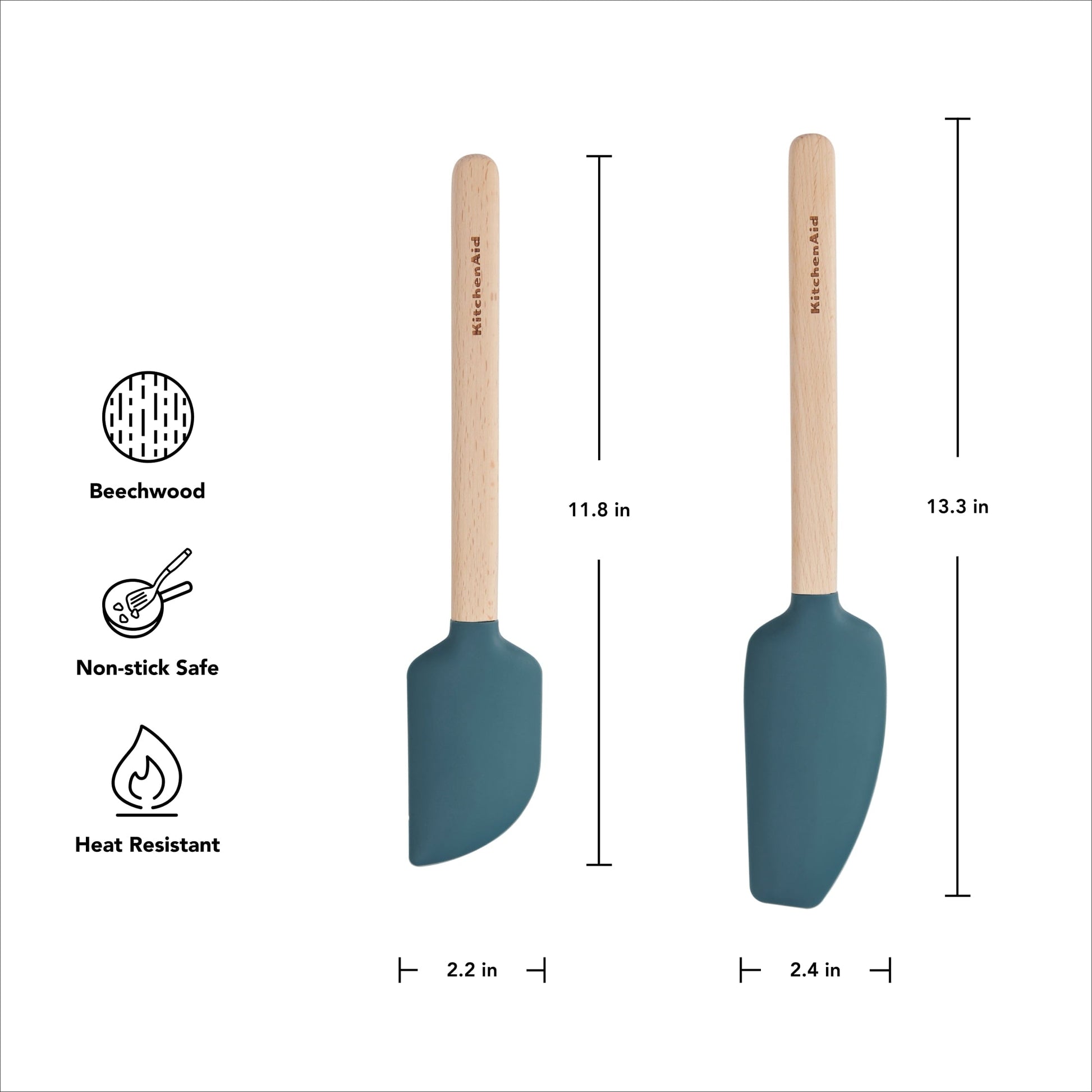 Durable Steel 2-Piece Silicone Mixing Spatula and Scraper Set for Cooking, Agave - High-Precision Culinary Tool for Baking & Cooking Detail