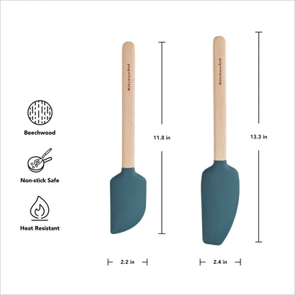 Durable Steel 2-Piece Silicone Mixing Spatula and Scraper Set for Cooking, Agave - High-Precision Culinary Tool for Baking & Cooking Detail