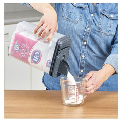 Sweet Treat Shaped 3.5 QT Plastic Food Dispenser, Clear with Gray Lid (1 Each) 7.5" L x 3.75" W x 9.25" H, Designed to Help wi... - Squishy Dohnut Sweet Treat Shaped Stress Toy Detail