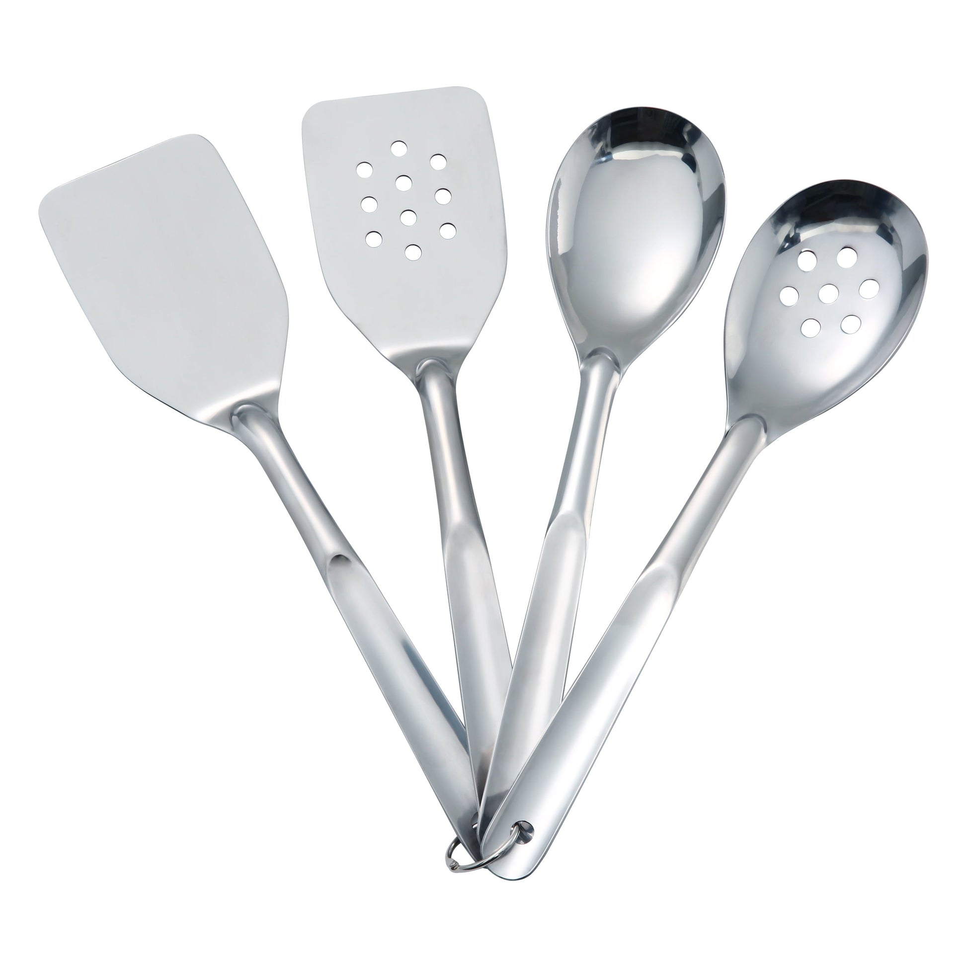 Professional Grade Stainless Steel 4-Piece Utensil Set: Includes Spatula, Slotted Spatula, Spoon, and Slotted Spoon - Heavy Duty Stainless Steel Kitchen Shears Detail