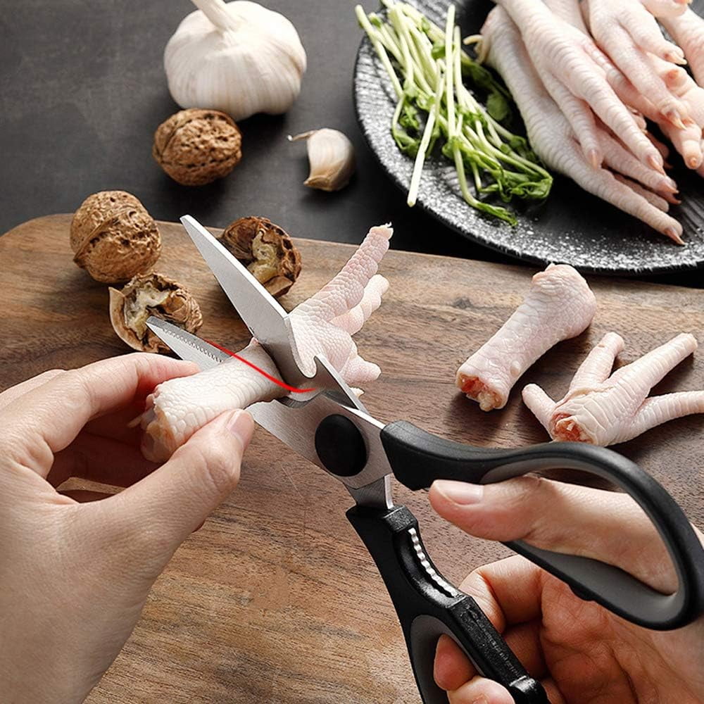 Chef-Quality Kitchen Utensil Set-Silicone Cooking Utensils-33 Kitchen Gadgets & Spoons for Nonstick Cookware-Silicone and Stainles... - Heavy Duty Stainless Steel Kitchen Shears Detail