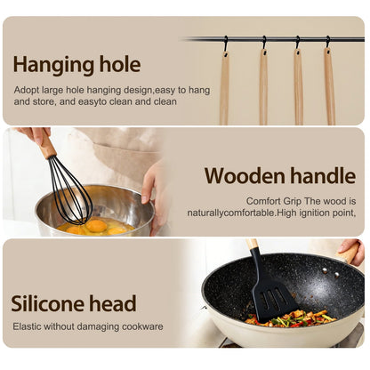 High-Precision Silicone Cooking Utensils Set, Heat Resistant Kitchen Cooking Utensils Set, 12 PCS Handle Silicone Kitchen Gadgets Ut... - Multi-Purpose Hand Tool for Daily Meal Prep Detail