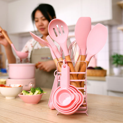 Durable Steel 32 PCS Silicone Cooking Utensils Set, 446°F Heat Resistant for Nonstick Cookware - High-Precision Culinary Tool for Baking & Cooking Detail