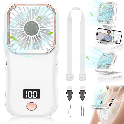 Neck Fan with Cooling Plate,5500mAh Rechargeable, Ultra Quiet Operation, 5 Speeds & 3 Cooling Modes, USB-C Fast Charging, LED Display Battery & Gear, Bladeless Fans that Blow Cold Air for Travel Blue